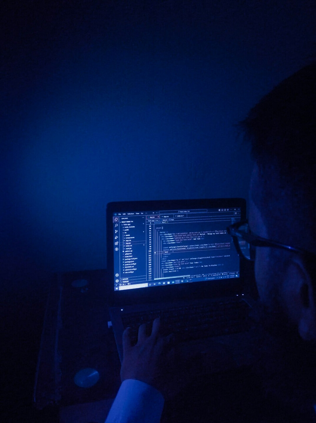 person learning coding on laptop