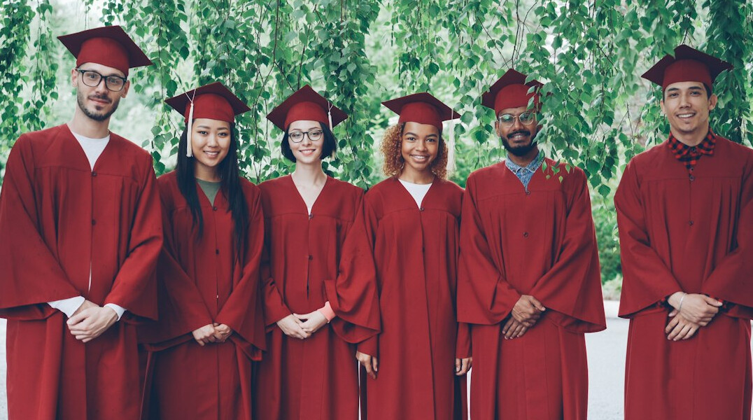 diverse group celebrating graduation