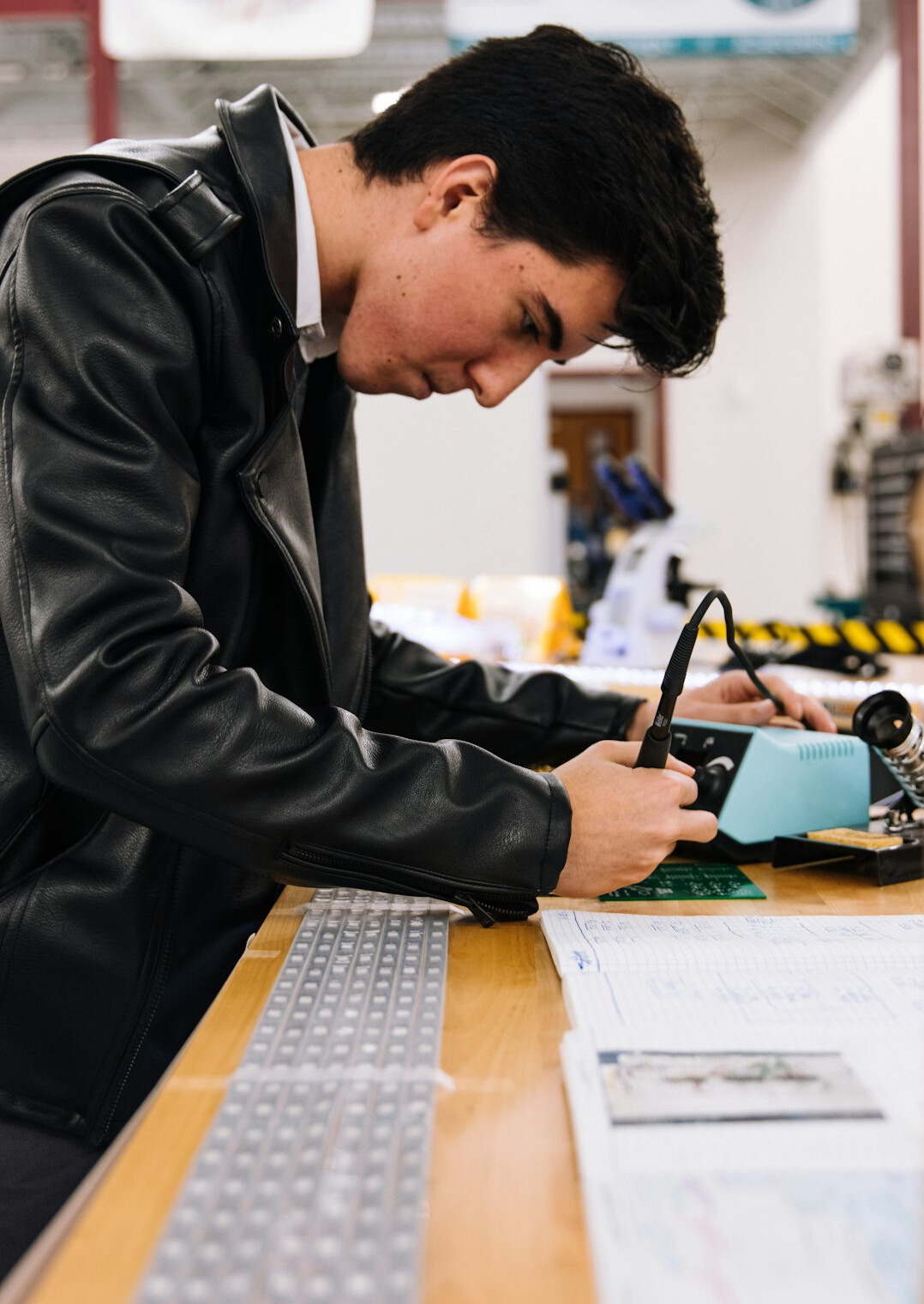 student working on ai project